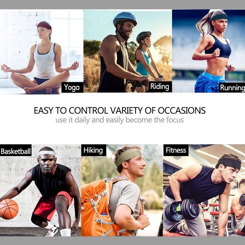 bassyil Sports Headband Moisture Wicking Sweatband for Men Women Running Cycling Yoga Fitness Workout - Image 5
